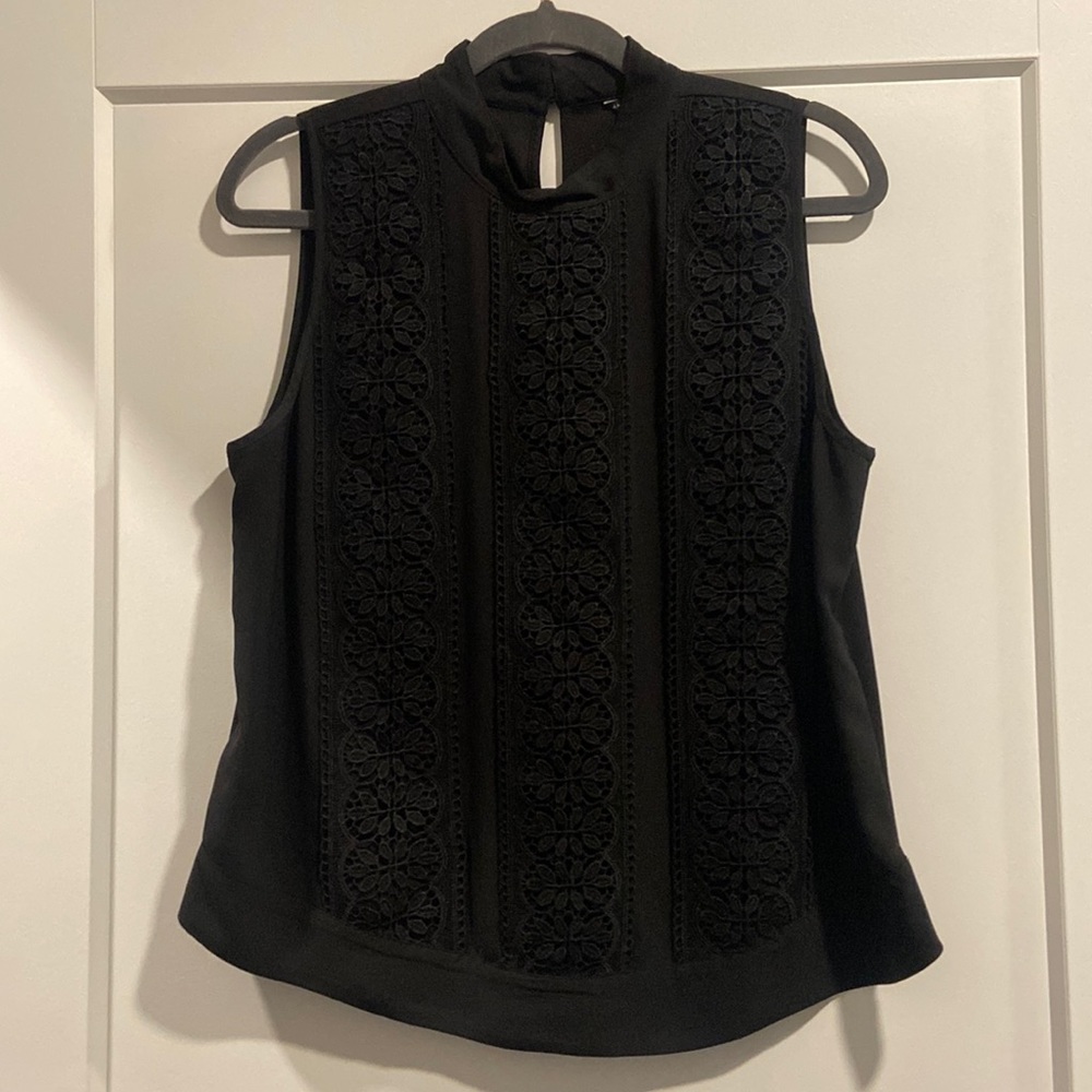 Ann Taylor High-Neck Crochet Top (M)